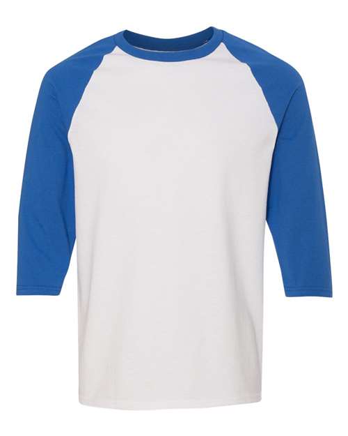 Gildan 5700 T-Shirt – White/ Royal – Front
